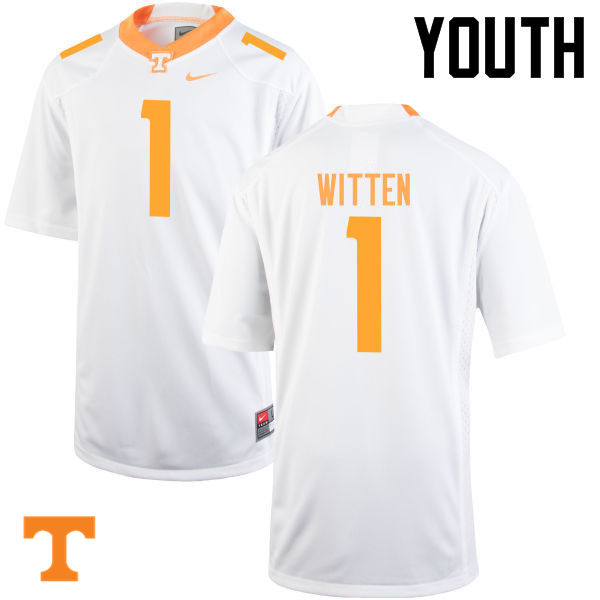 Youth #1 Jason Witten Tennessee Volunteers College Football Jerseys-White